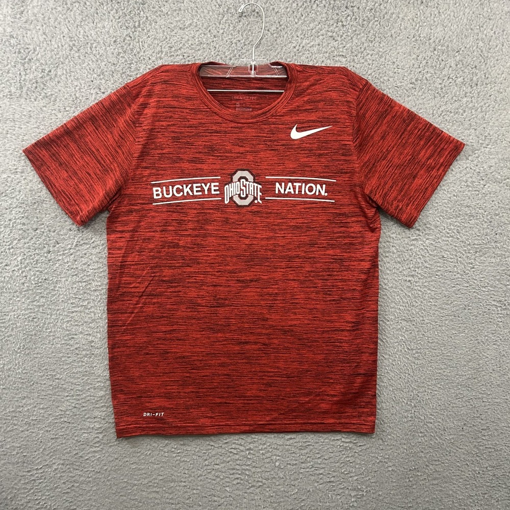 Ohio State Buckeyes Shirt Mens Medium Red Short Sleeve Football Nike Dri Fit OSU